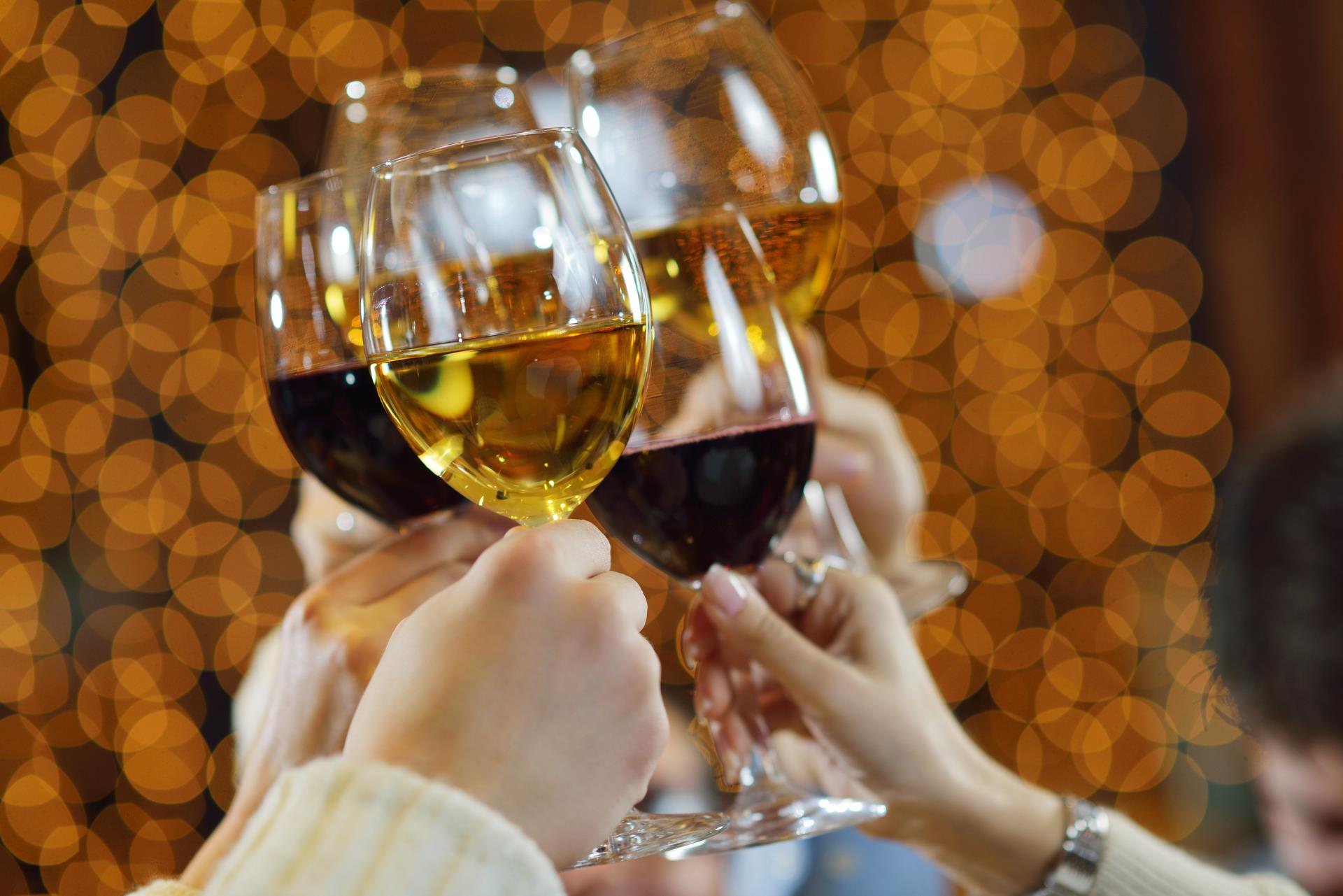 People making a toast with glasses of wine