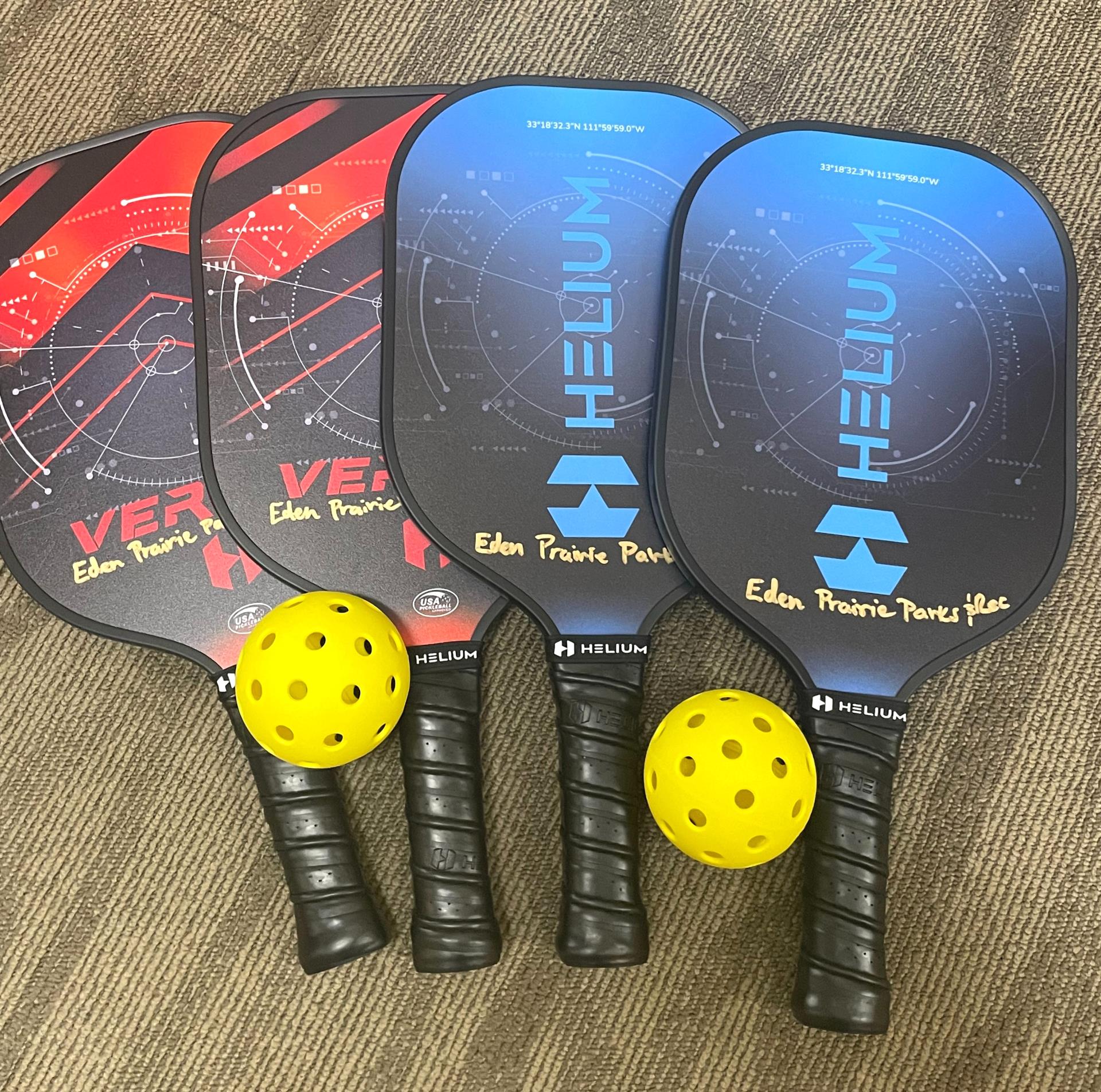 pickleball paddles and balls