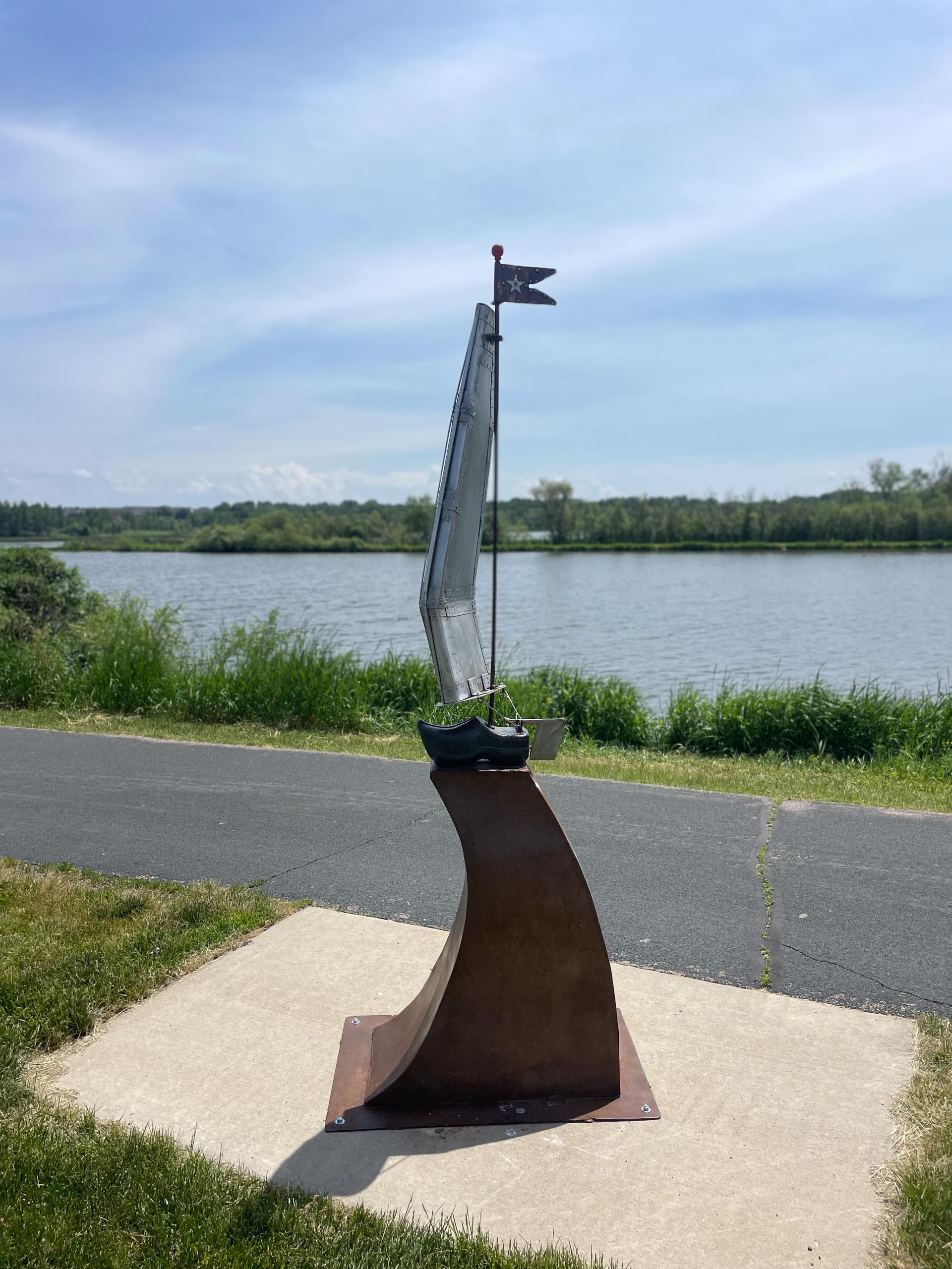 Sculpture installed at Purgatory Creek Park