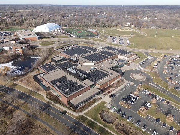 Solar garden on top of Eden Prairie Community Center