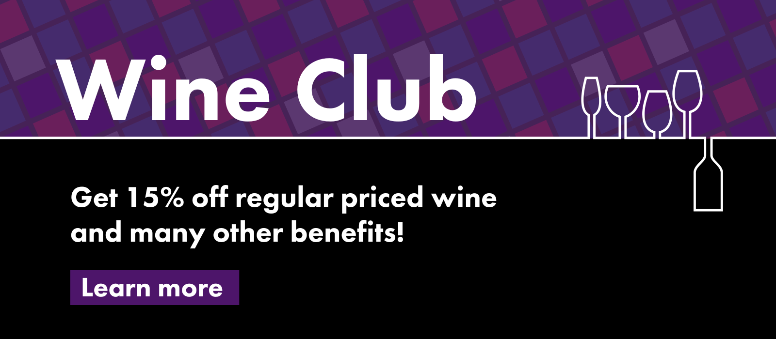 Black and purple Wine Club graphic