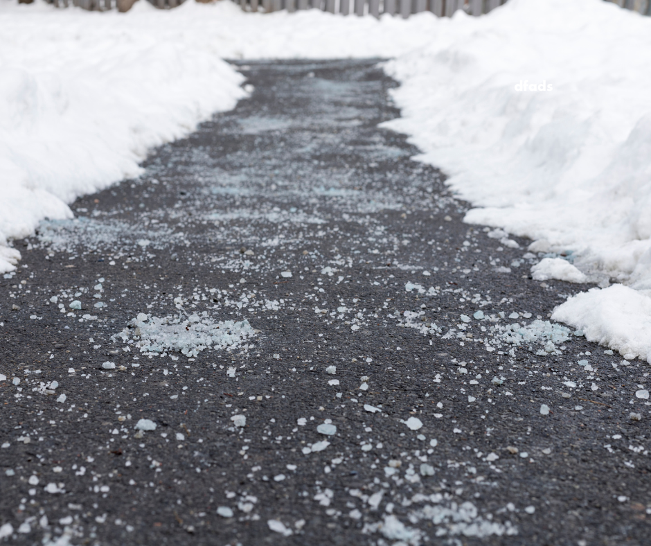 Road Salt on Icy Path