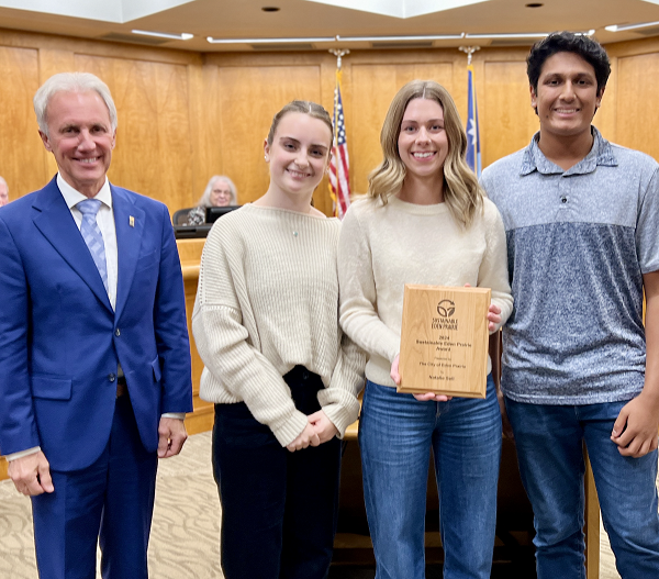 Mayor Ron Case, Natalie Sell, Evie Elmquist, Akhil Agrawal