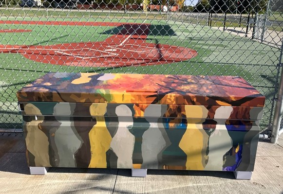 photo of wrapped utility box near Miracle Field