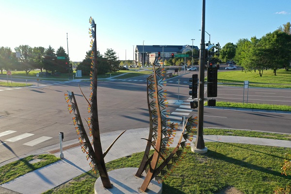 image of Side Oats Grama sculpture on Preserve Blvd